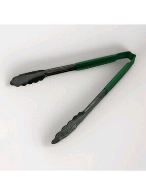 Vollrath 4781270 Jacob's Pride® 12" Stainless Steel Scalloped Tongs-Green Coated